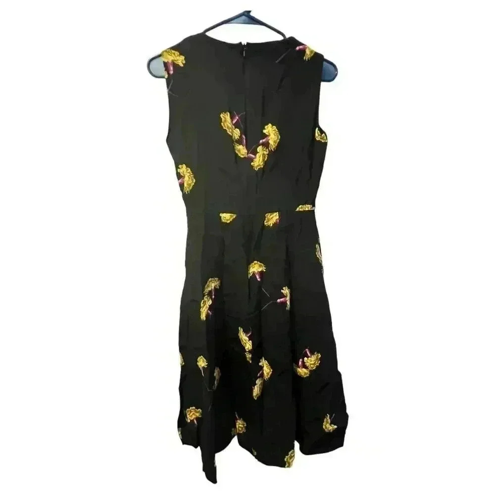 Sportmax Women's Black Floral A-Line Midi Dress Size 12 - Picture 5 of 10